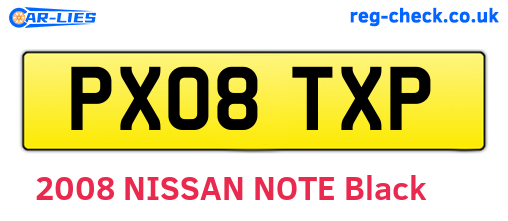 PX08TXP are the vehicle registration plates.