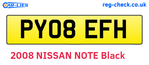 PY08EFH are the vehicle registration plates.