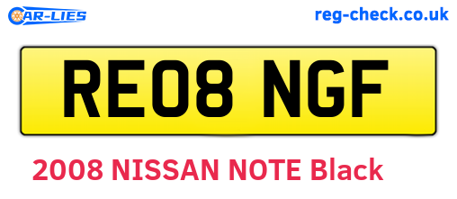 RE08NGF are the vehicle registration plates.