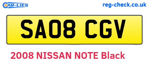 SA08CGV are the vehicle registration plates.