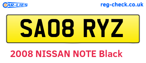 SA08RYZ are the vehicle registration plates.
