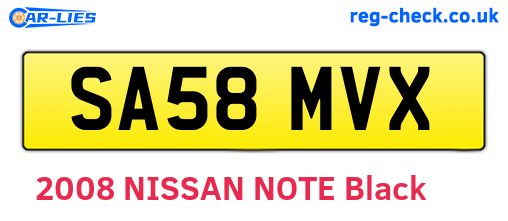 SA58MVX are the vehicle registration plates.