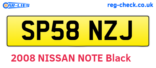SP58NZJ are the vehicle registration plates.