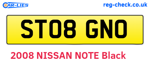ST08GNO are the vehicle registration plates.