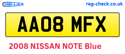 AA08MFX are the vehicle registration plates.