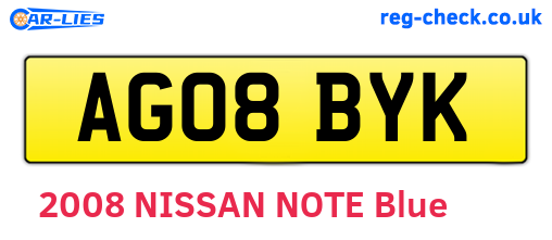 AG08BYK are the vehicle registration plates.