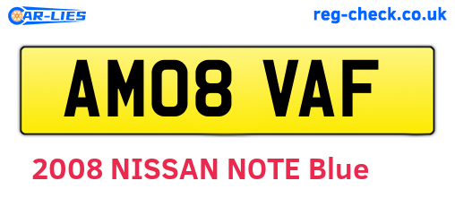AM08VAF are the vehicle registration plates.