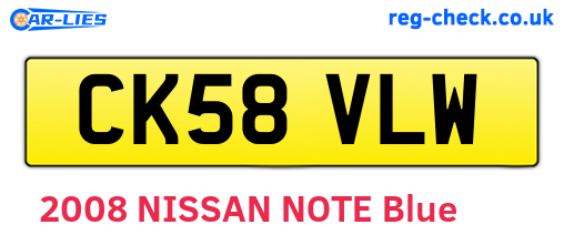 CK58VLW are the vehicle registration plates.