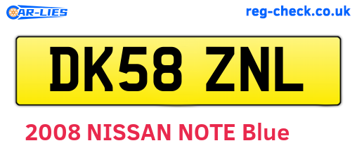 DK58ZNL are the vehicle registration plates.