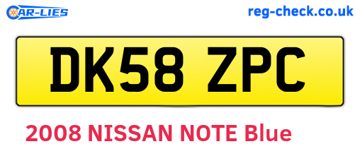 DK58ZPC are the vehicle registration plates.