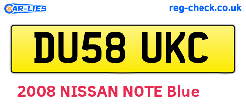 DU58UKC are the vehicle registration plates.