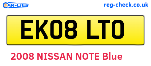 EK08LTO are the vehicle registration plates.