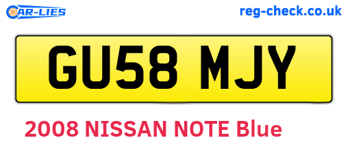GU58MJY are the vehicle registration plates.