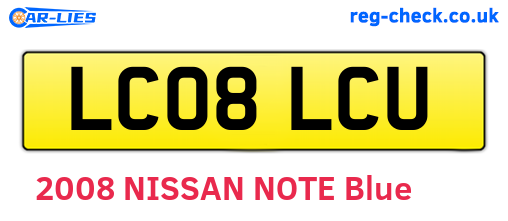 LC08LCU are the vehicle registration plates.