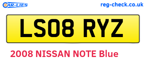 LS08RYZ are the vehicle registration plates.