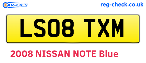 LS08TXM are the vehicle registration plates.