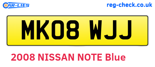 MK08WJJ are the vehicle registration plates.