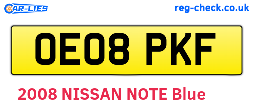 OE08PKF are the vehicle registration plates.