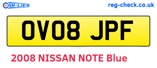 OV08JPF are the vehicle registration plates.