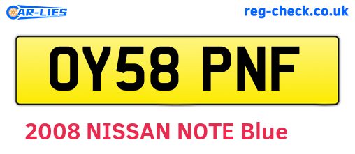 OY58PNF are the vehicle registration plates.