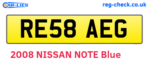 RE58AEG are the vehicle registration plates.