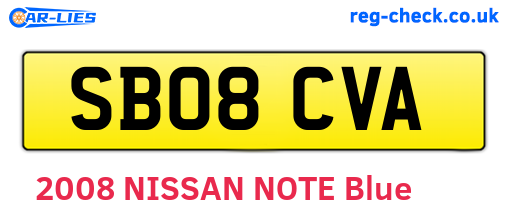 SB08CVA are the vehicle registration plates.
