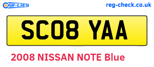 SC08YAA are the vehicle registration plates.