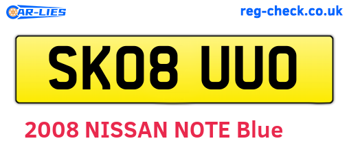 SK08UUO are the vehicle registration plates.
