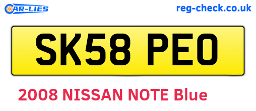 SK58PEO are the vehicle registration plates.