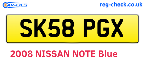 SK58PGX are the vehicle registration plates.