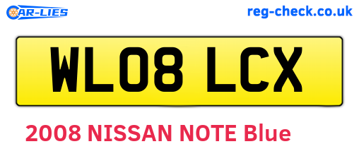 WL08LCX are the vehicle registration plates.