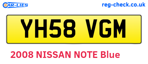 YH58VGM are the vehicle registration plates.