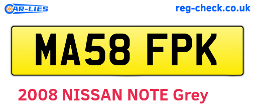 MA58FPK are the vehicle registration plates.