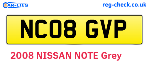 NC08GVP are the vehicle registration plates.