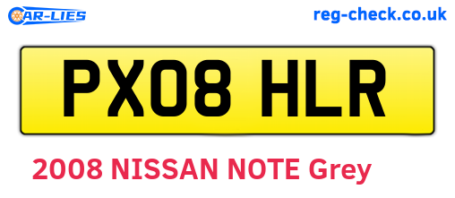 PX08HLR are the vehicle registration plates.