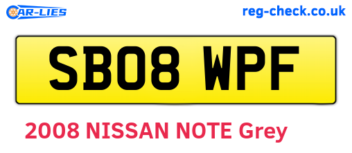 SB08WPF are the vehicle registration plates.