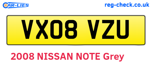 VX08VZU are the vehicle registration plates.