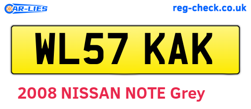 WL57KAK are the vehicle registration plates.