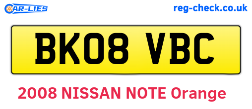 BK08VBC are the vehicle registration plates.