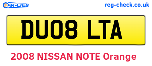 DU08LTA are the vehicle registration plates.