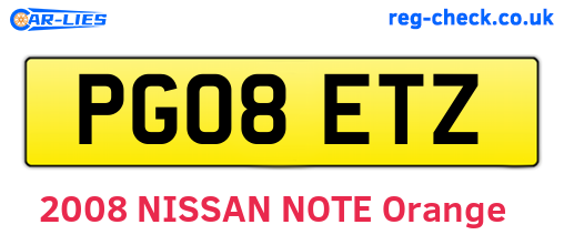 PG08ETZ are the vehicle registration plates.