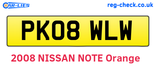 PK08WLW are the vehicle registration plates.