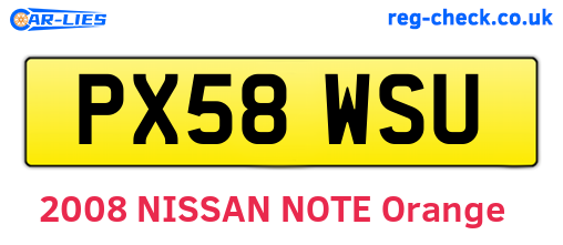 PX58WSU are the vehicle registration plates.