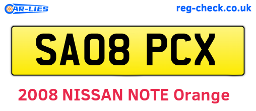 SA08PCX are the vehicle registration plates.