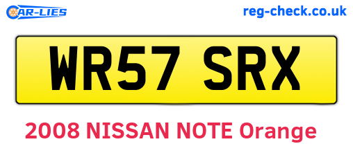 WR57SRX are the vehicle registration plates.