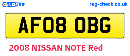 AF08OBG are the vehicle registration plates.