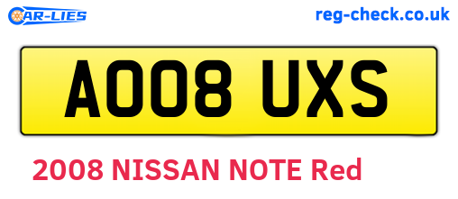 AO08UXS are the vehicle registration plates.
