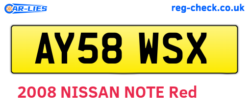 AY58WSX are the vehicle registration plates.