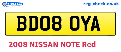 BD08OYA are the vehicle registration plates.