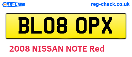 BL08OPX are the vehicle registration plates.